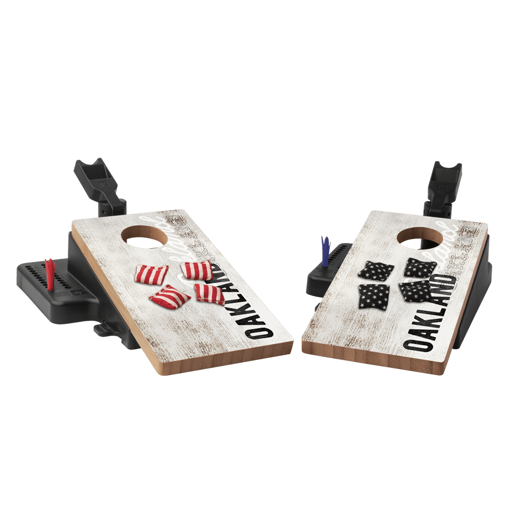Oakland Football Vintage Gameday Double Chuck Mini Cornhole Tabletop Game - 105790 - 35 | American Cornhole Association