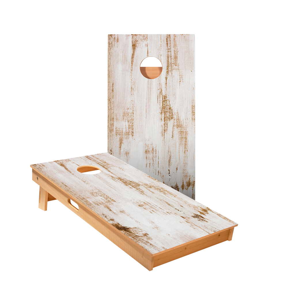 Whitewashed Wood Star Cornhole Boards